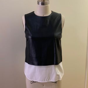 Theory Lambskin/Cotton Sleeveless Tank